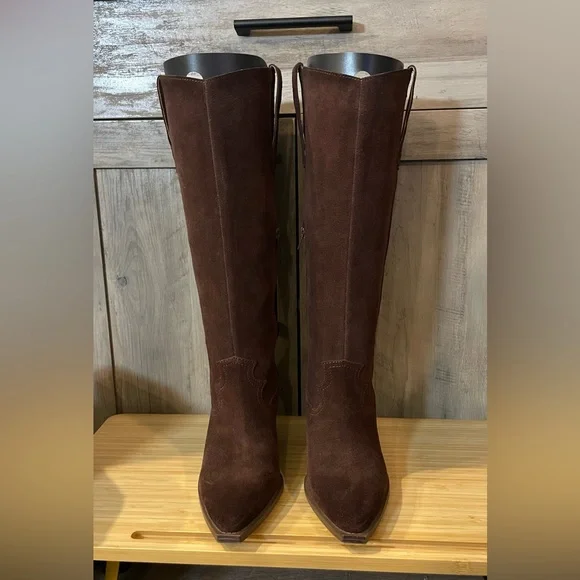 Crown Vintage Sila 2 Western Brown Suede Knee-High Boots - Picture 2 of 4